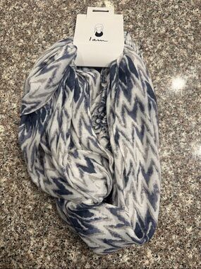 Navy and White Chevron Infinity Scarf by